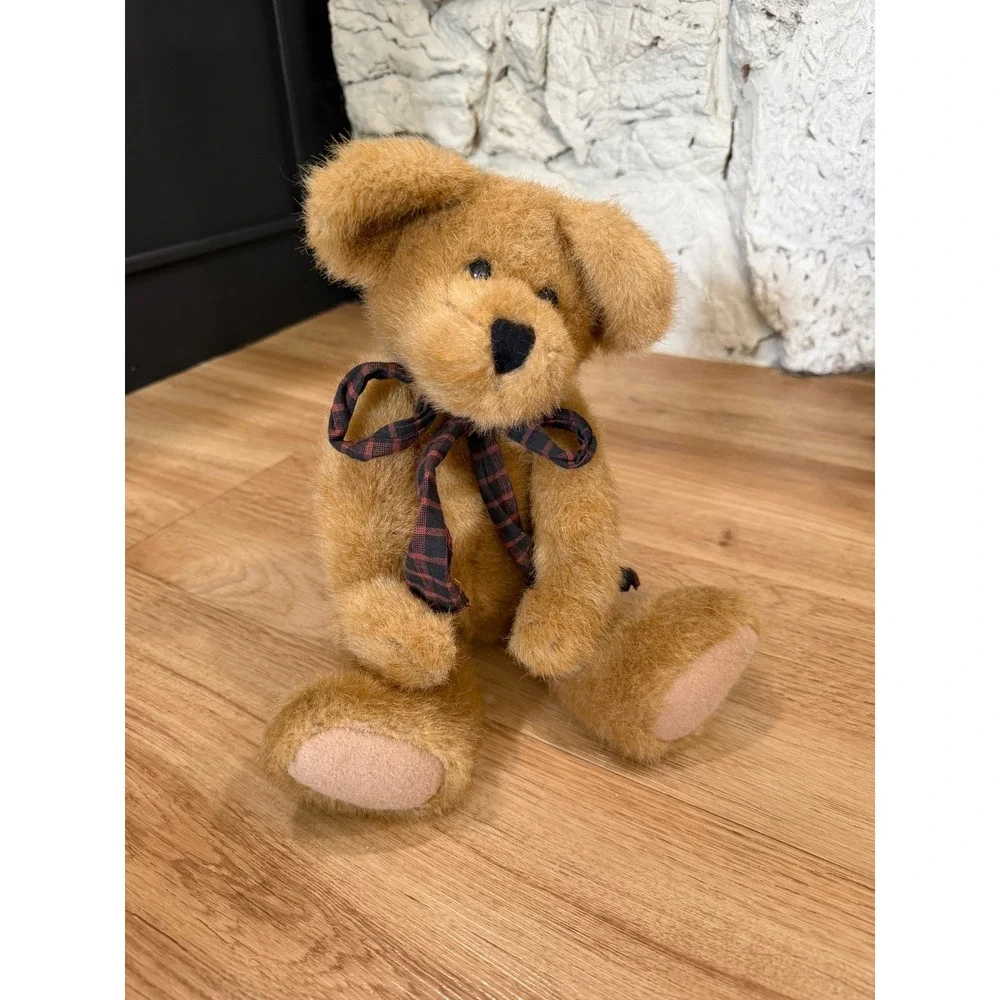 Vintage Boyds Collection Teddy Bear Plaid Bow Golden Brown Plush 9 Inch 1988-98